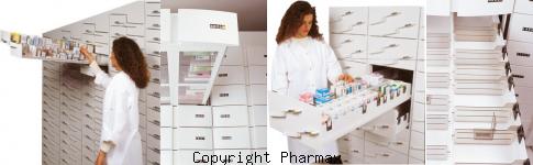 image colonnes inclinées pour gain de productivité en pharmacie