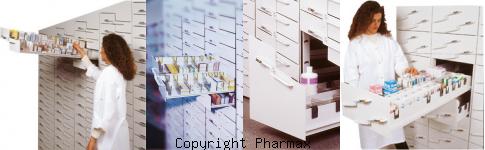 colonnes tiroirs pour gain de productivité en pharmacie