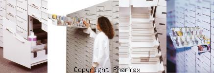 image colonnes Méga pour gain de surface en pharmacie